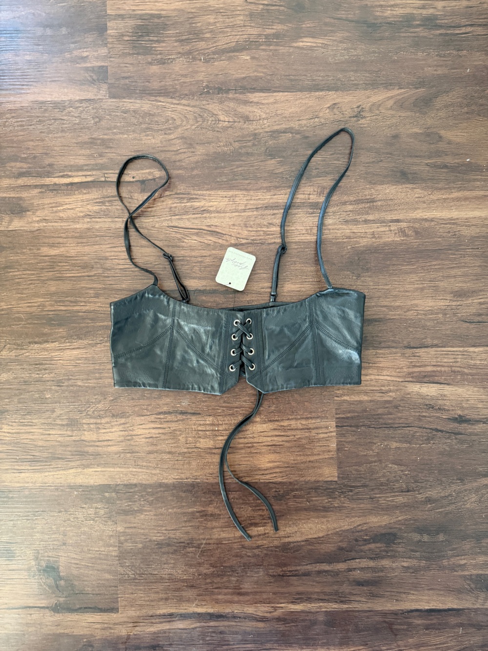 Free People Black Lace-Up Corset Belt